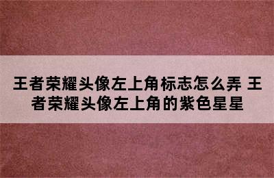 王者荣耀头像左上角标志怎么弄 王者荣耀头像左上角的紫色星星